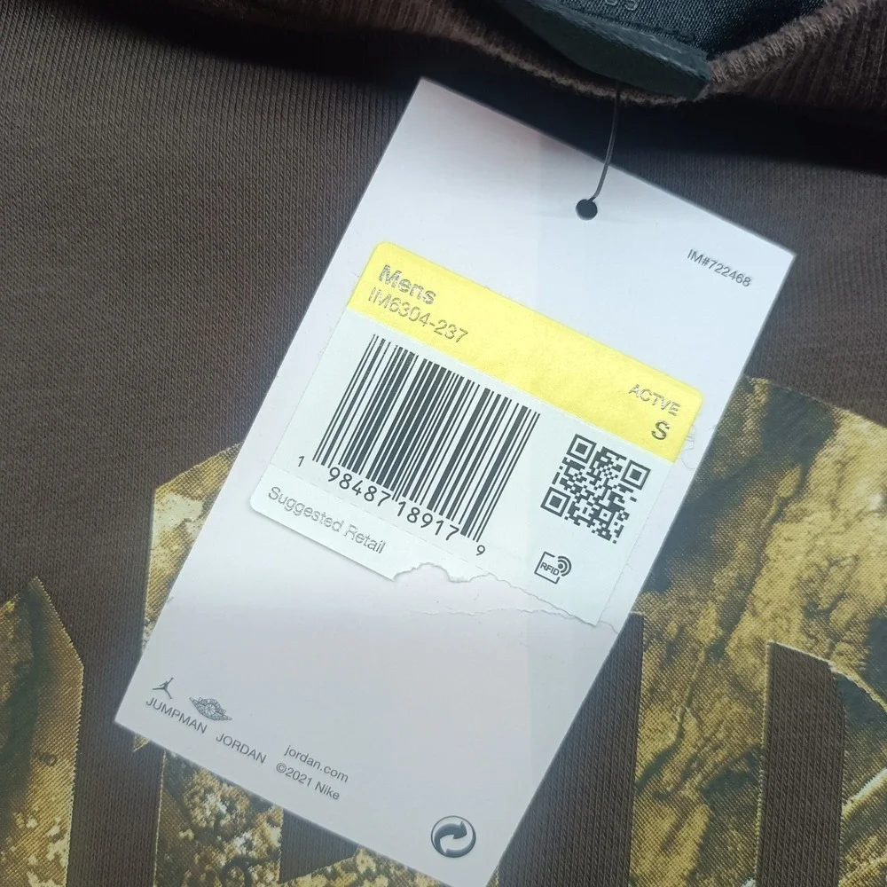 Jordan Brooklyn Mens S Brown Camo Graphic Crewneck Sweatshirt Fleece Pullover‎
